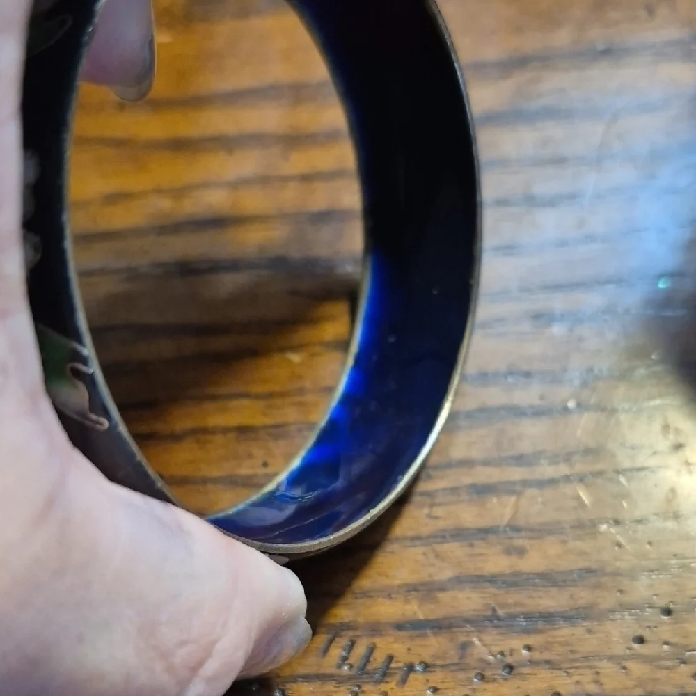 Antique Chinese Cloisonne Enamel Wide Bangle Bracelet - Picture 8 of 11